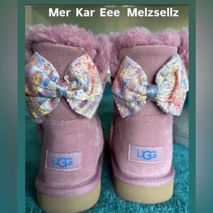 UGG Pink Boots with Multicolor Bows NEW